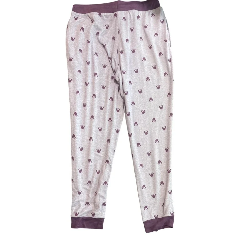 Disney Minnie Mouse Pajama Set Women M Purple Soft Cozy Jogger‎ Pockets Lounge - Picture 9 of 9